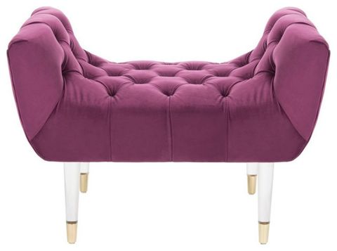 Monica Tufted Velvet Acrylic Bench Plum - Contemporary - Upholstered Benches - By V.s.d ... for 45" Plum And Purple Upholstered Velvet Bench